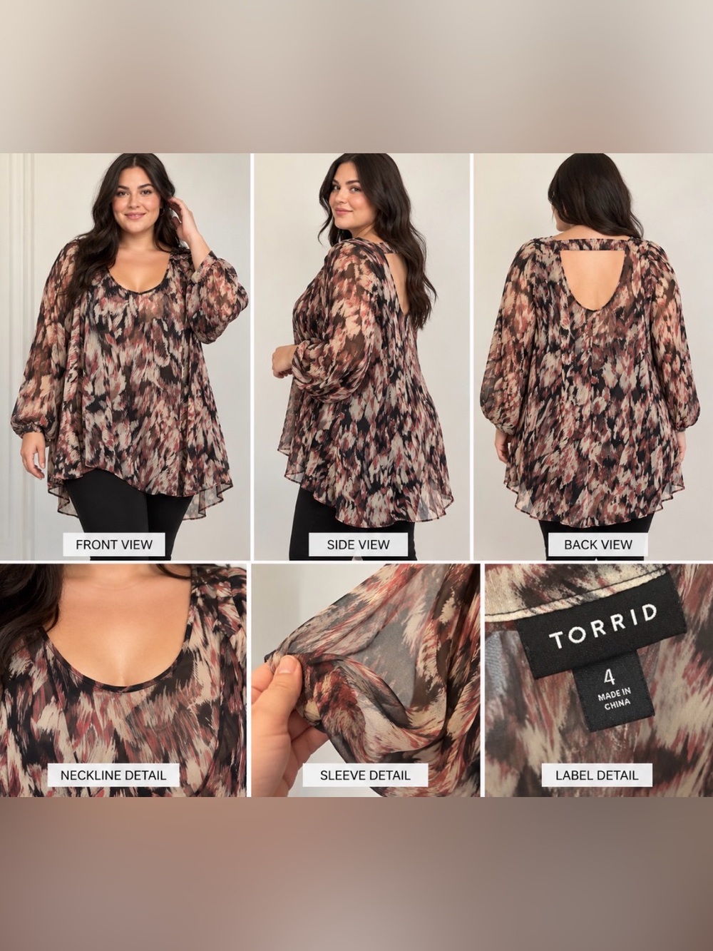 torrid Brown Multi Printed Sleeveless Tunic